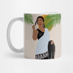 Indian woman in white saree Mug